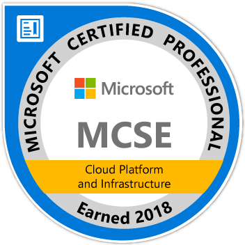 MCSE Cloud Platform and Infrastructure - certified 2018