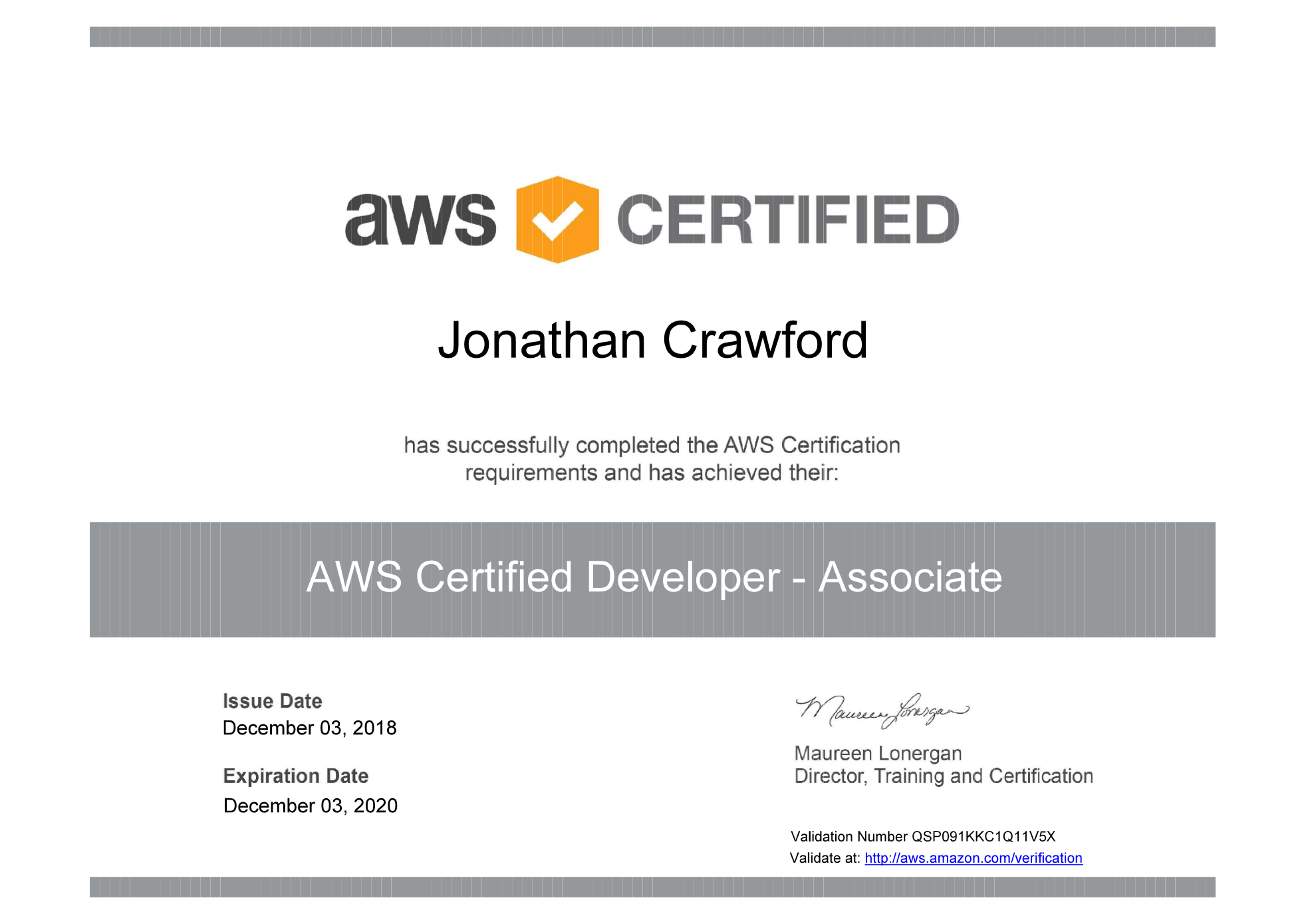 AWS Ceritfied Developer - Associate cert